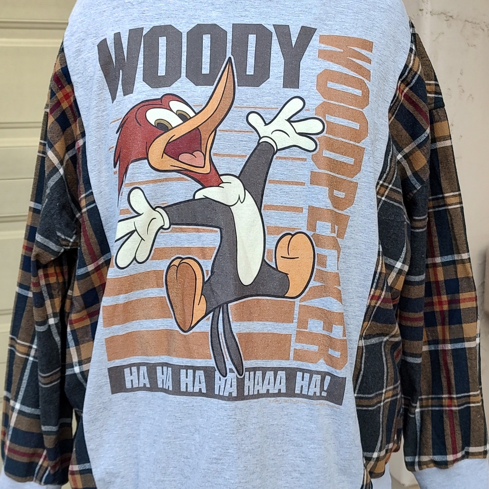 Woody Woodpecker Graphic Sweatshirt - Light Gray with Brown & Black
